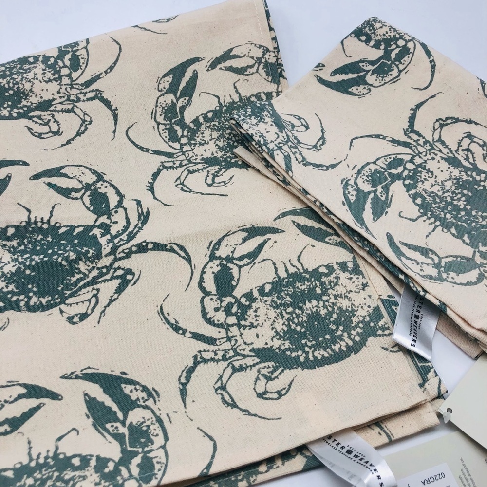 Set of Two Crab Cotton Tea Towels NWT